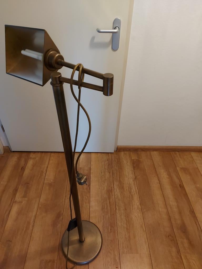 Stijlvolle bronzen staande leeslamp, Gebruikt, 100 tot 150 cm, Ophalen of Verzenden, Klassiek, Tijdloos