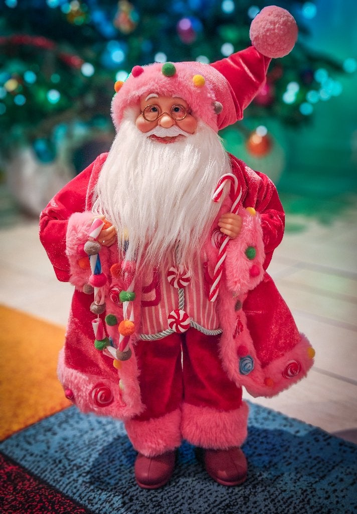 Hele mooie Candy Santa Kerstman te koop 45cm, Diversen, Kerst, Ophalen of Verzenden, Zo goed als nieuw