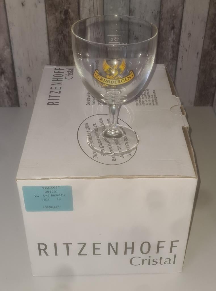 18 x Proefglaasjes Grimbergen 15 cl + 4 plankjes grimbergen, Ophalen, Nieuw, Glas of Glazen, Overige merken