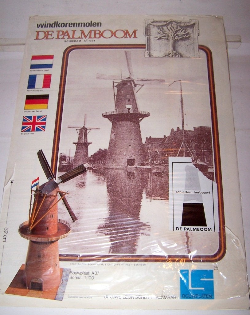 Bouwplaat A37 Windkorenmolen De Palmboom Schiedam. 1:100., Ophalen of Verzenden, Nieuw, 1:50 of kleiner, Diorama