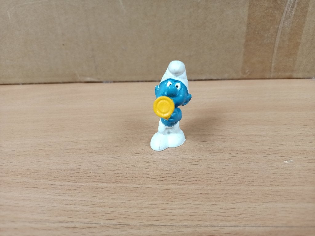trompetter smurf - vintage Peyo Bully, Ophalen, Gebruikt, Overige Smurfen, Poppetje, Figuurtje of Knuffel