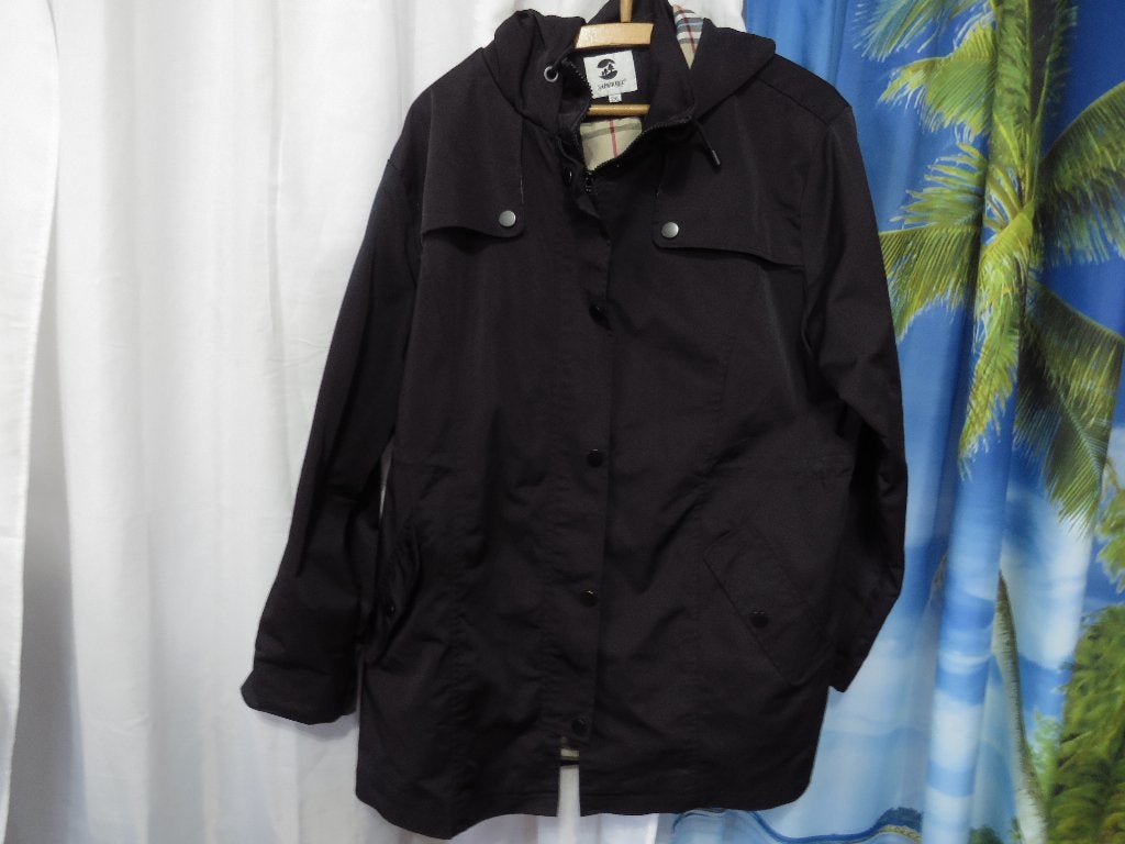 zwarte trenchcoat jas mt 2xl o.o. 65,5 cm Saphirose, Zwart, Ophalen of Verzenden, Gedragen, Saphirose