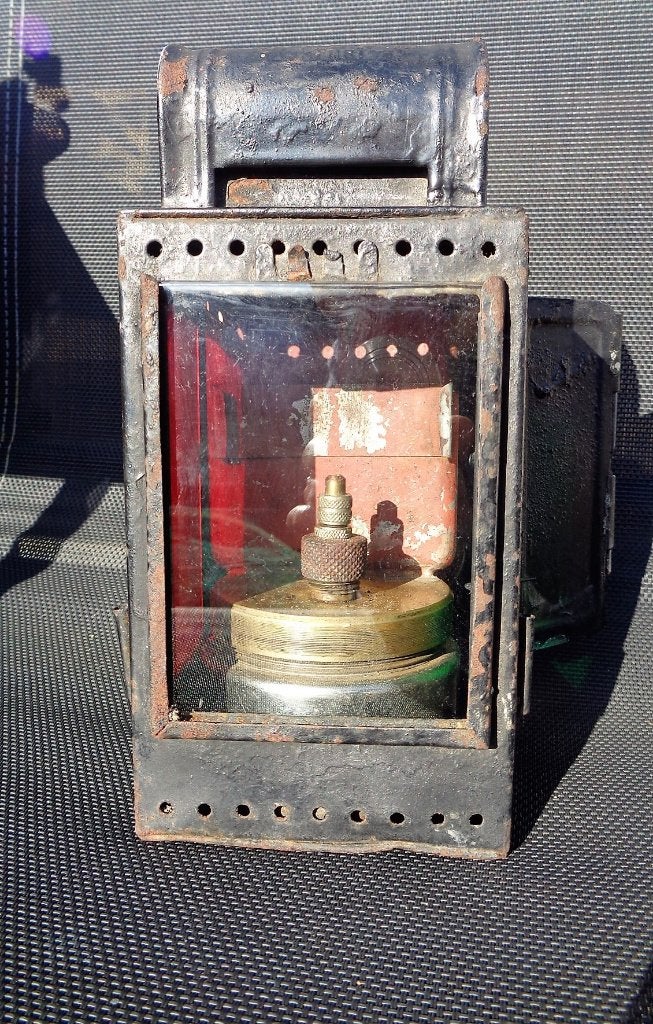 Osmeka Carbidlamp (1956) – Helmholz & Pauli Spoorweglantaarn, Verzamelen, Spoorwegen en Tramwegen, Ophalen, Gebruikt, Trein, Overige typen