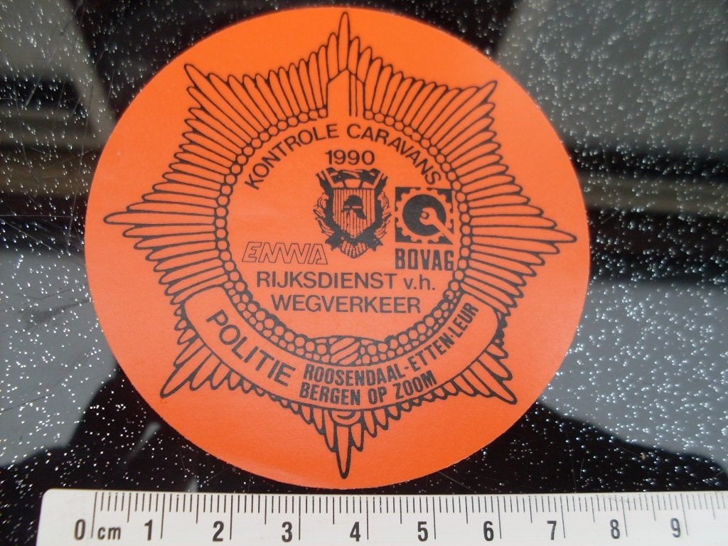 ruit sticker bovag controle caravans 1990 politie enwa logo, Verzenden, Zo goed als nieuw, Bedrijf of Vereniging