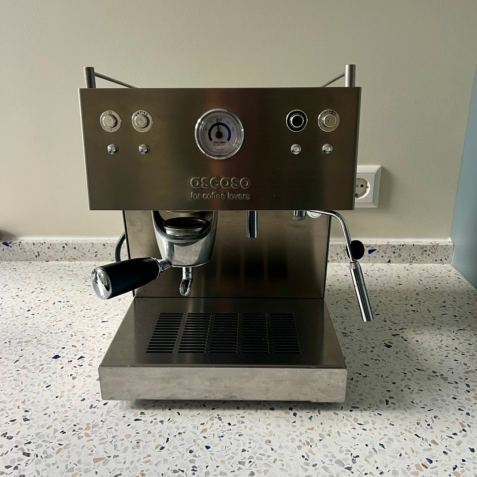 Ascaso Inox Duo Steam espressomachine voor ESE-pads, Witgoed en Apparatuur, Koffiepads en cups, Gebruikt, Espresso apparaat, Ophalen