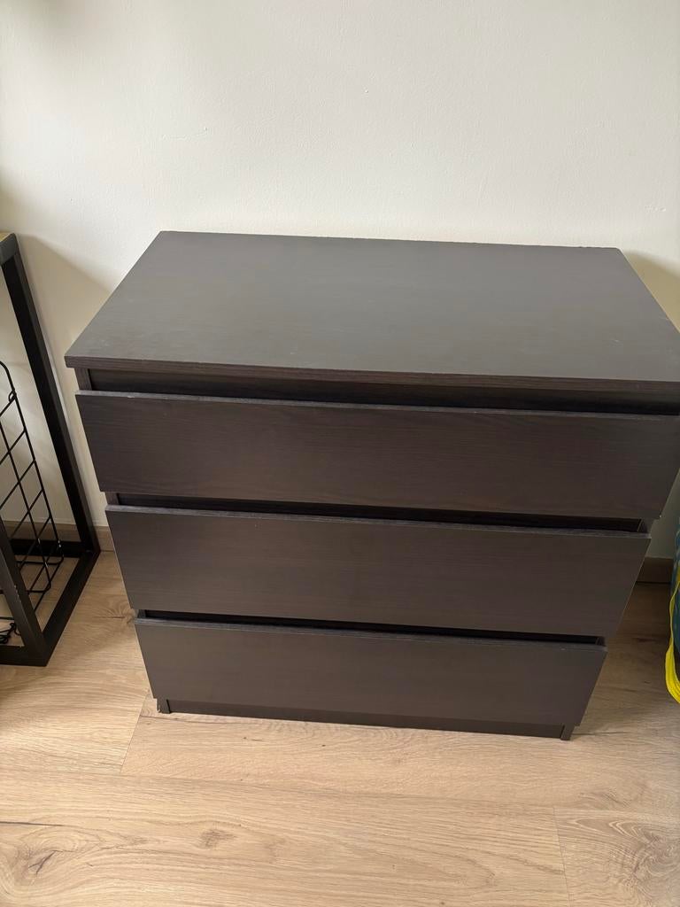 Zwart malm ladekast, Huis en Inrichting, Kasten | Ladekasten, Ophalen, Gebruikt, 50 tot 100 cm, 3 of 4 laden