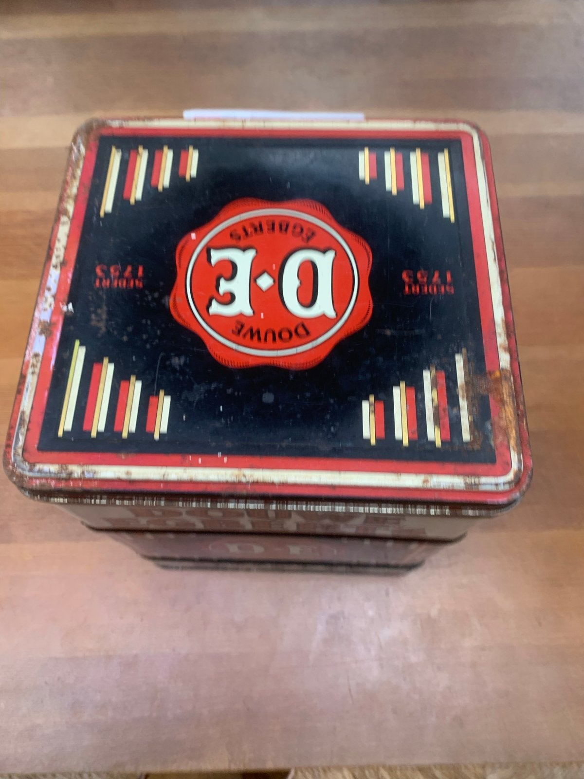 Vintage Douwe Egberts Koffieblik - Zwart/Rood, Ophalen of Verzenden
