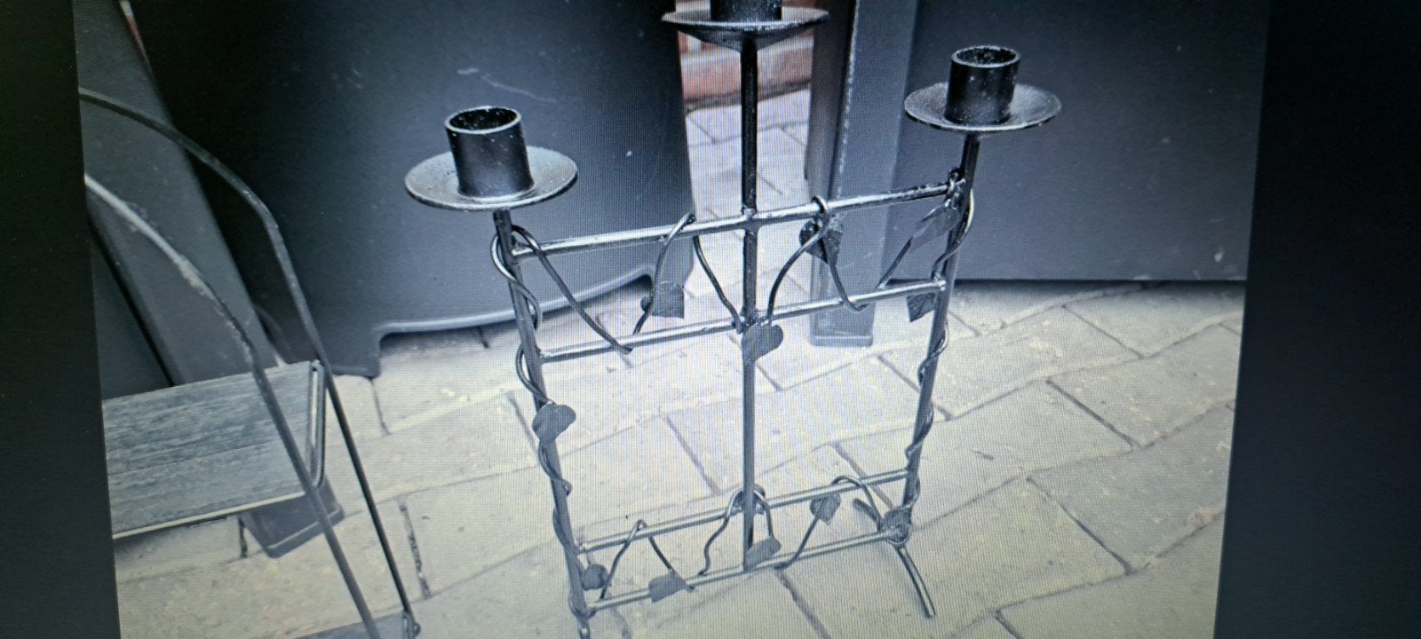 Metalen kaarsenhouder en rekje, Antiek en Kunst, Ophalen of Verzenden