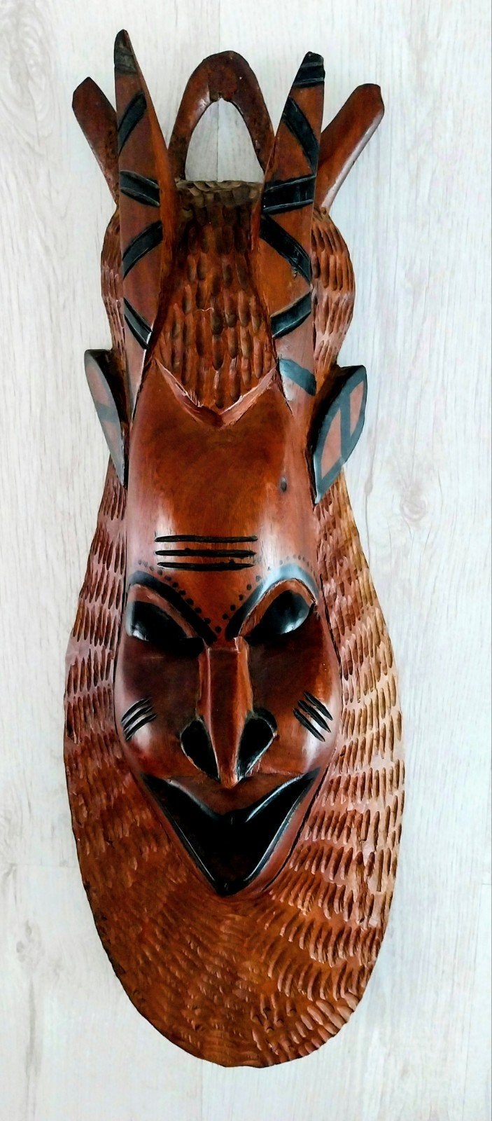 Afrikaans masker van hardhout, Hout, Masker, Ophalen of Verzenden, Bruin