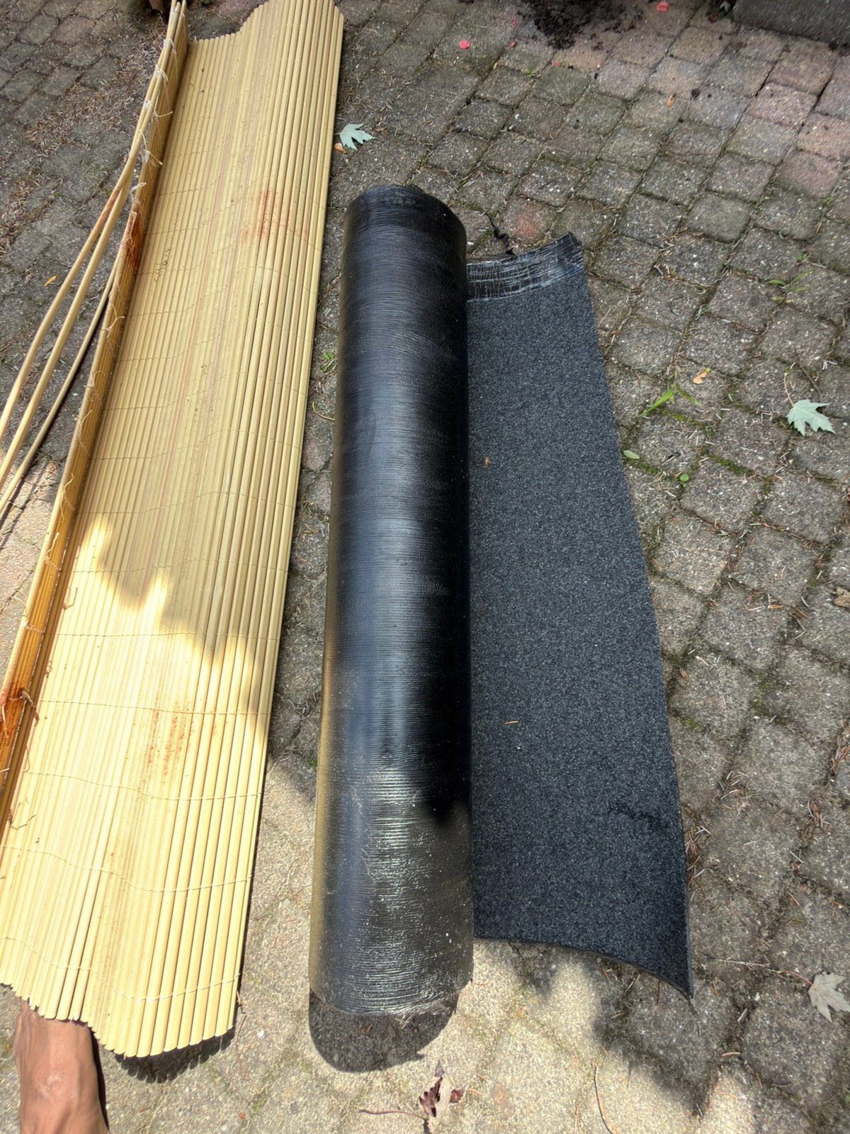 Bamboe buitengordijn, DAKLEER (BITUMEN), Gebruikt, Steen of Klei, Zwart, 15 m² of meer