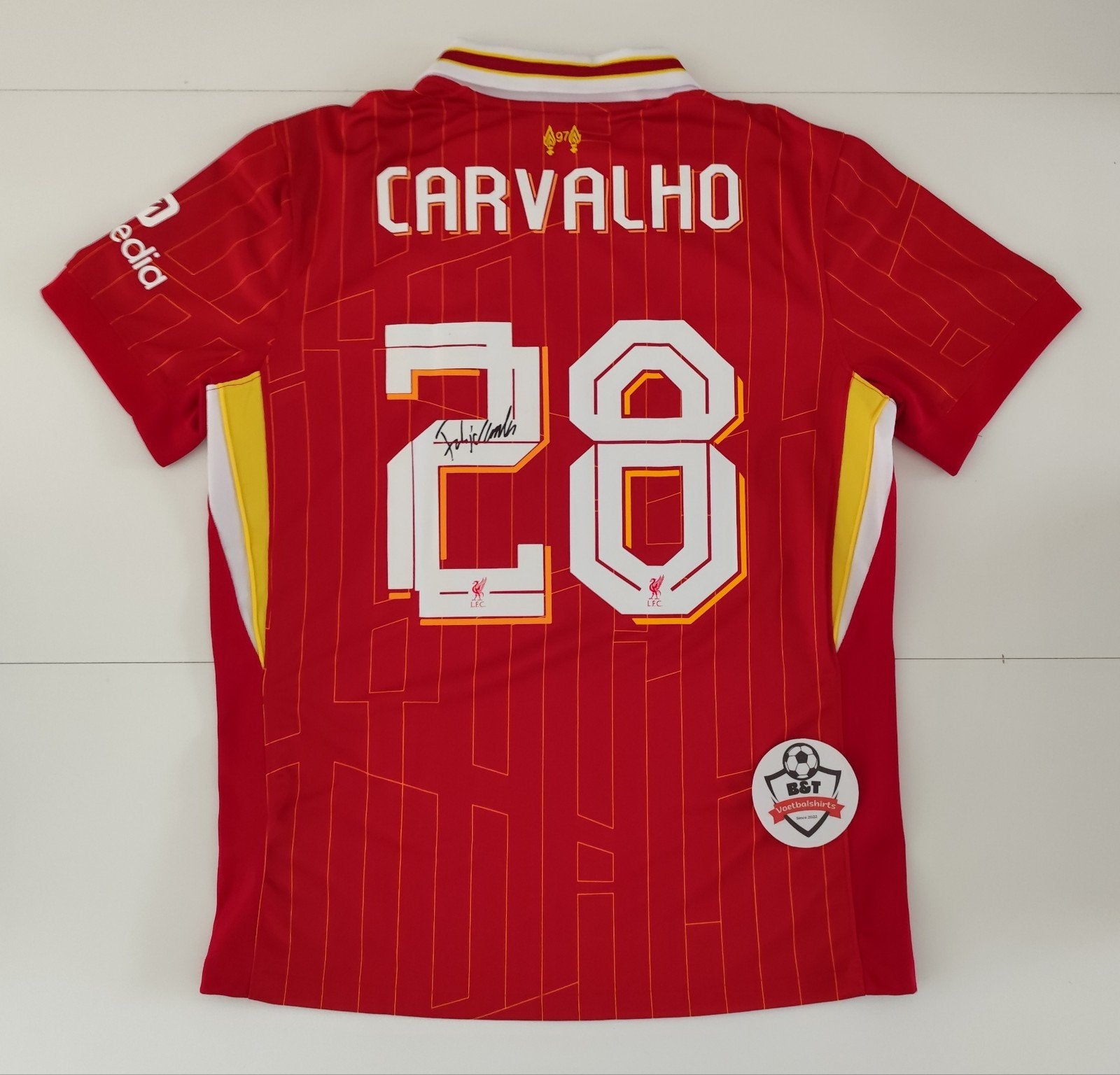 Gesigneerd Liverpool Thuisshirt Carvalho #28, Verzamelen, Shirt, Verzenden, ., Zo goed als nieuw