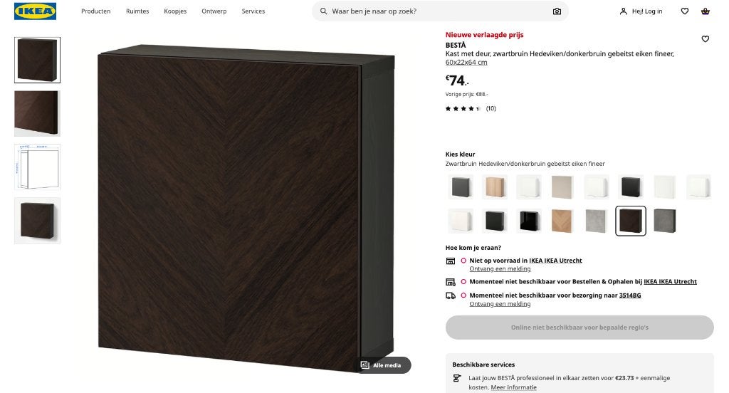 IKEA Besta Bovenkast Bruin - Zo goed als nieuw, Ophalen, Zo goed als nieuw