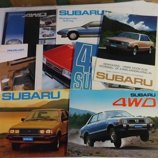 Subaru 4WD Justi etc 8 folders NL tekst SET PRIJS brochure, Boeken, Ophalen of Verzenden, Zo goed als nieuw, Overige merken