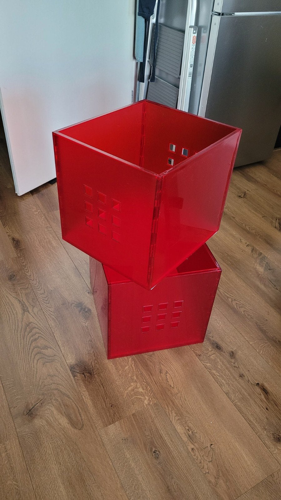 Rode Ikea Lekman opbergboxen van kunststof - 2 stuks, Ophalen, Gebruikt, Kunststof, Modern