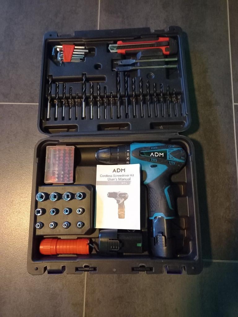 ADM Schroefboormachine met 2 accu's,  77-delige set, Ophalen, Nieuw, Boor- en Schroefmachine