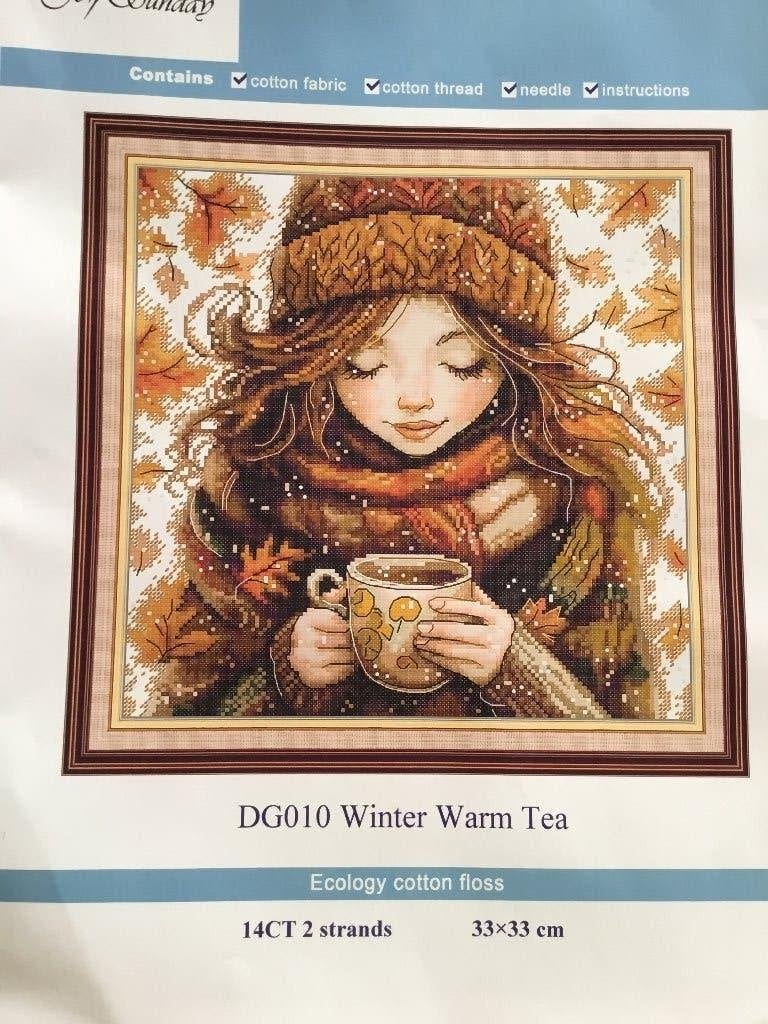 Borduurpakket compleet Winterthee 33 x 33cm, Ophalen of Verzenden, Nieuw, Borduurpakket