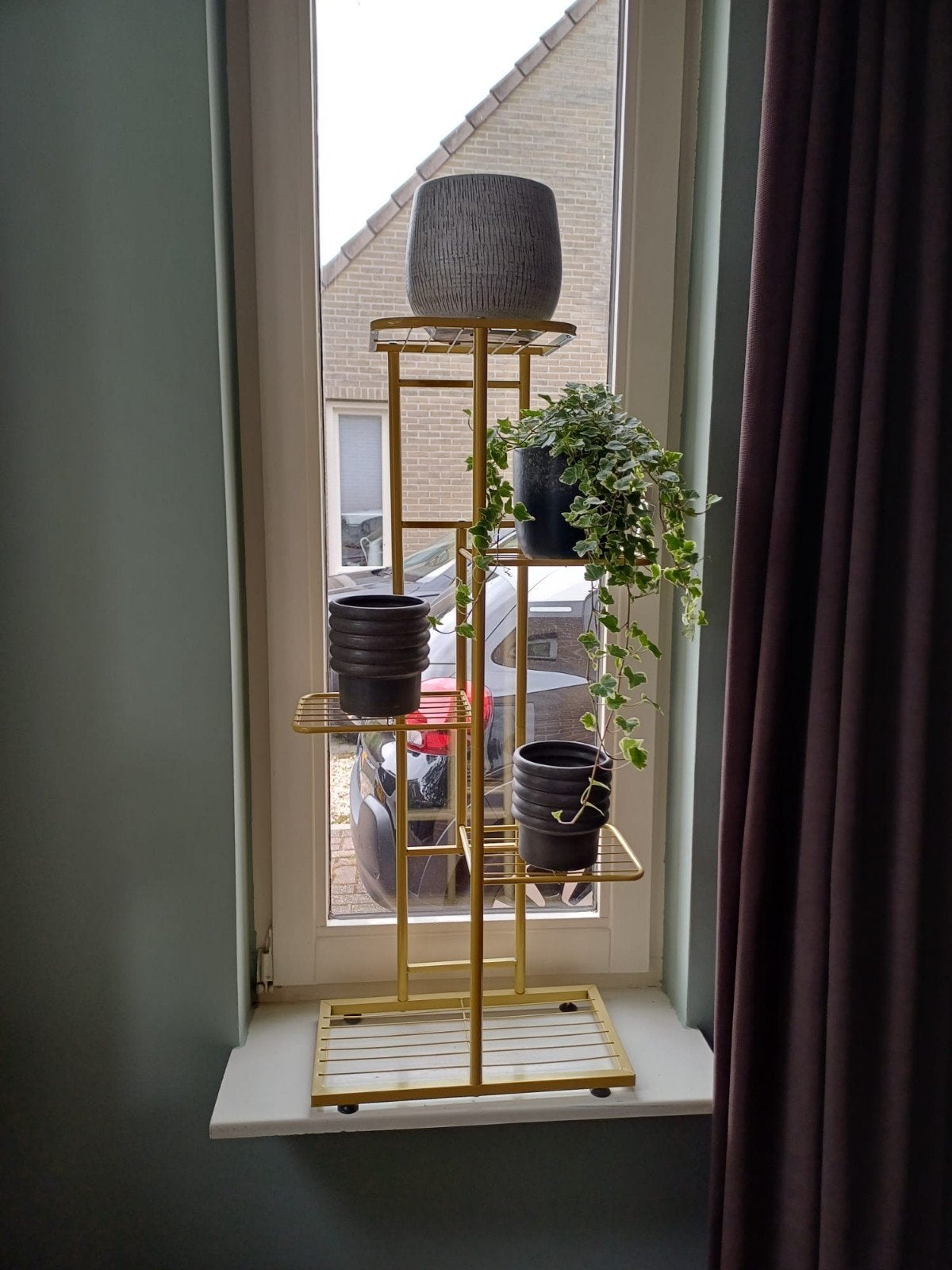 Gouden plantenrek met 5 niveaus, Tuin en Terras, Bloembakken en Plantenbakken, Ophalen, Minder dan 60 cm, Zo goed als nieuw, Binnen