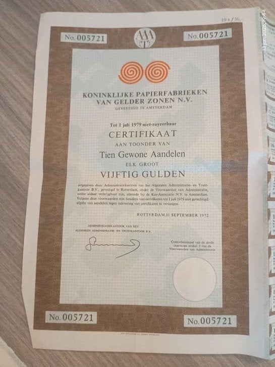 Vintage aandelencertificaten – Scholten-Honig & Van Gelder, Ophalen of Verzenden