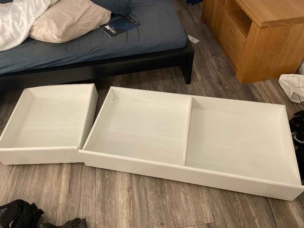IKEA SONGESAND bed storage boxes, Ophalen, 70 cm of minder, Wit, Tweepersoons
