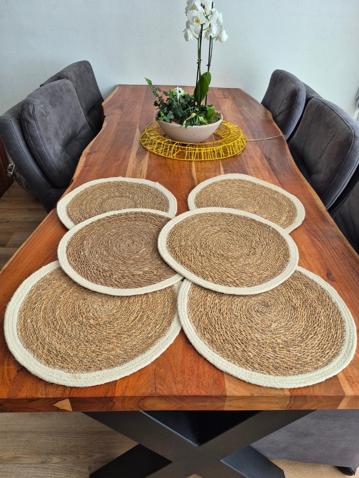 Set van 6 rieten placemats, handgemaakt, Ophalen of Verzenden, Natuurlijk materiaal, Bruin, Landelijk
