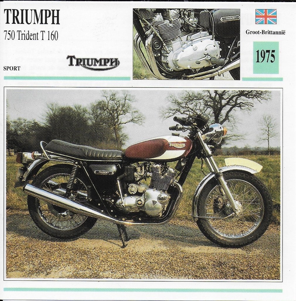 Ma1017 motorkaart triumph 750 trident t 160 ( 1975 ), Ophalen of Verzenden, Zo goed als nieuw, Auto's