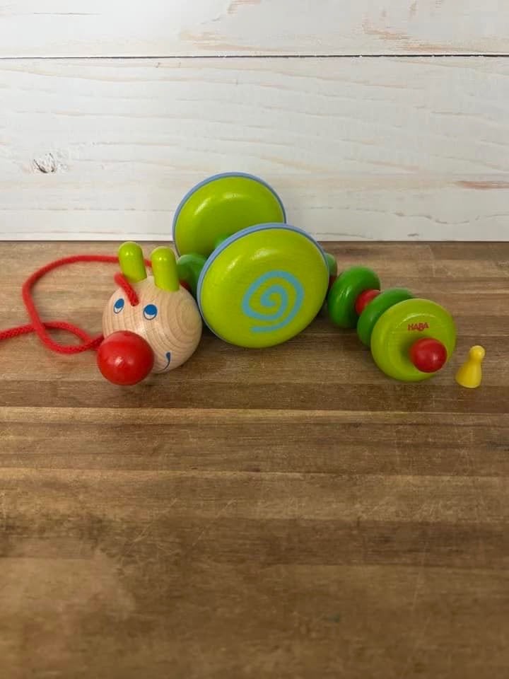 HABA houten trekdier rups trekspeelgoed, Impressum@haba.de, Ophalen of Verzenden, Zo goed als nieuw, Duw- of Trekspeelgoed