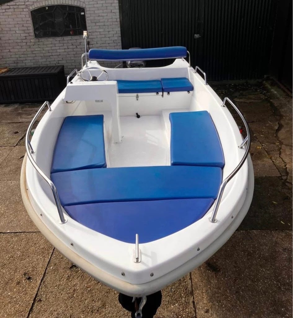 Topcraft Futura 435 + 9,9 pk 4 takt + trailer, Ophalen, Tot 10 pk, Viertaktmotor, Zo goed als nieuw
