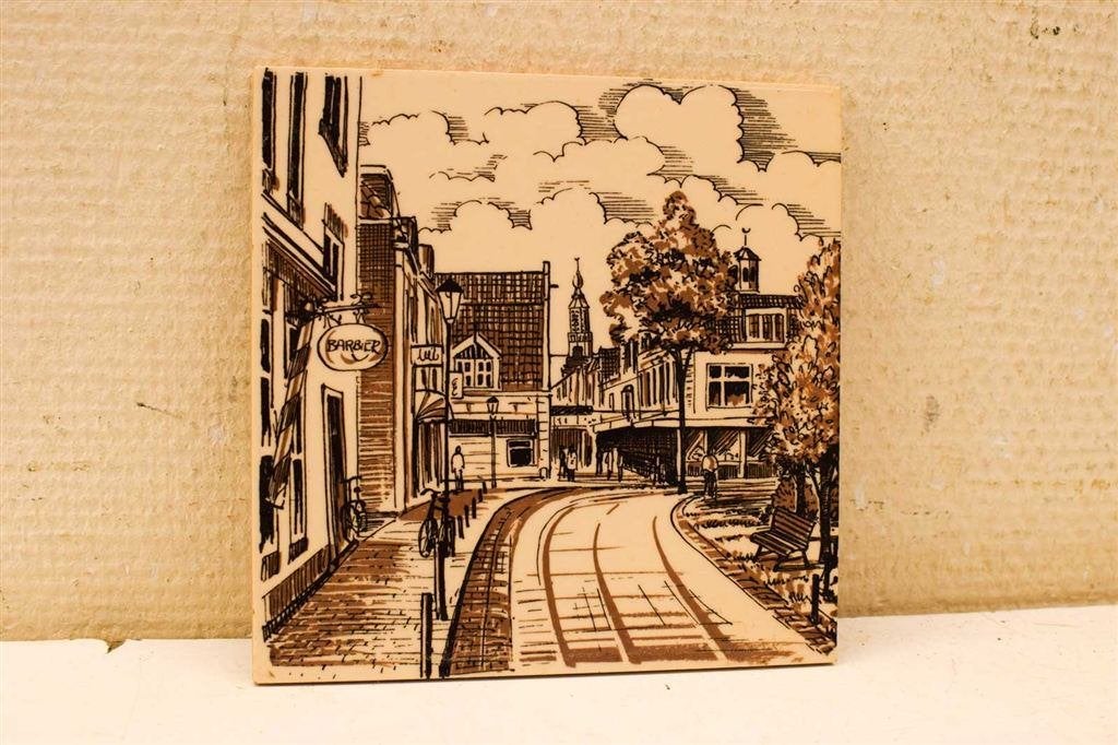Wandtegel prent van een straatje 49612