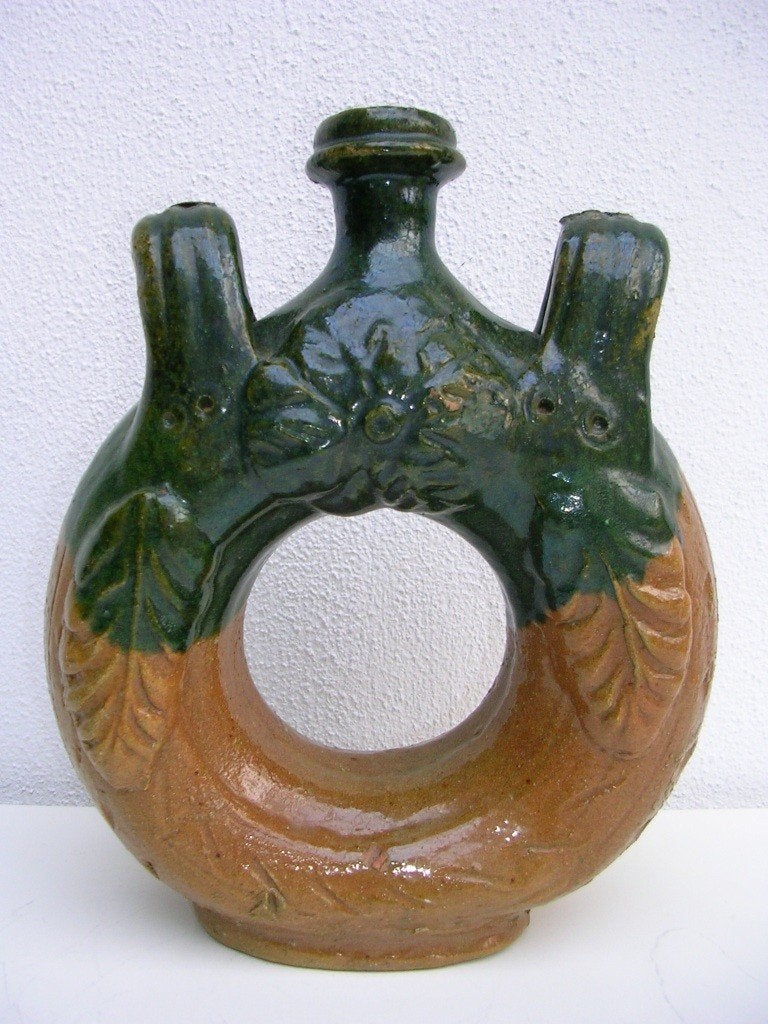 19e eeuwse ringkruik, veldfles, siervaas, kruik, Frankrijk, Ophalen