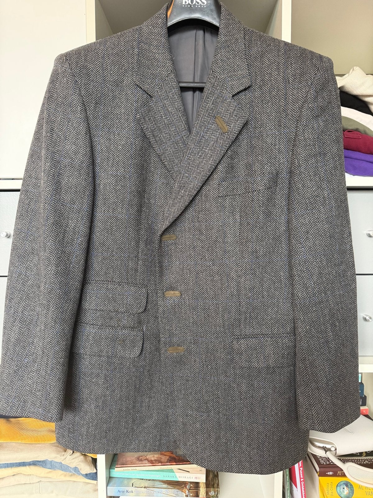Daks Signature Merino Wollen Colbert Herringbone, Kleding | Heren, Ophalen of Verzenden, Zo goed als nieuw, Overige maten, Grijs