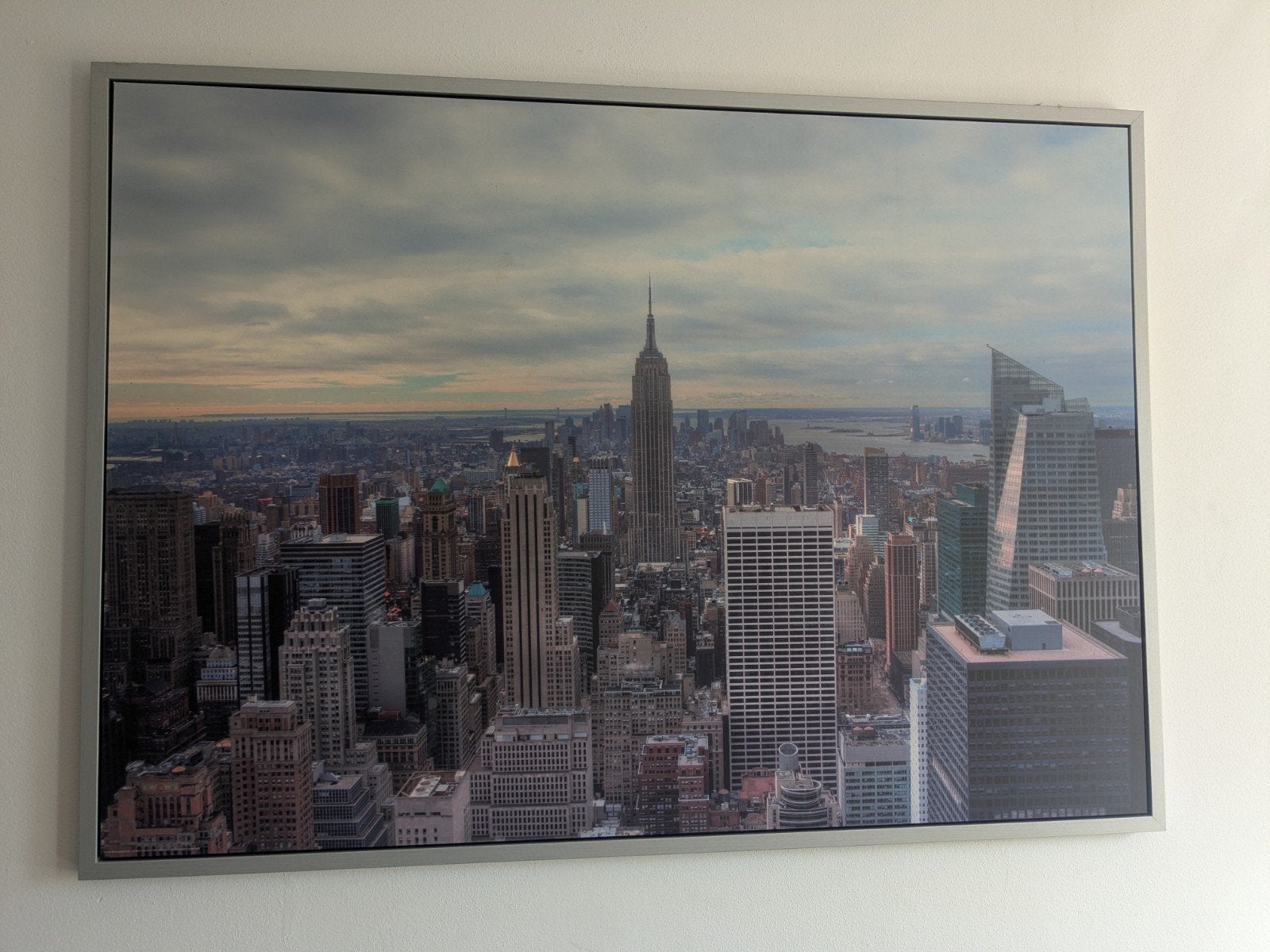 New York Skyline Poster met Frame - 140x101cm, Ophalen, 125 cm of meer, 75 – 100, Print