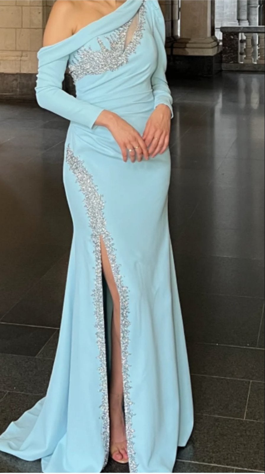 Elegante galajurk maat 38 - Eenmaal gedragen, Kleding | Dames, Maat 38/40 (M), Galajurk, Blauw, Ophalen of Verzenden