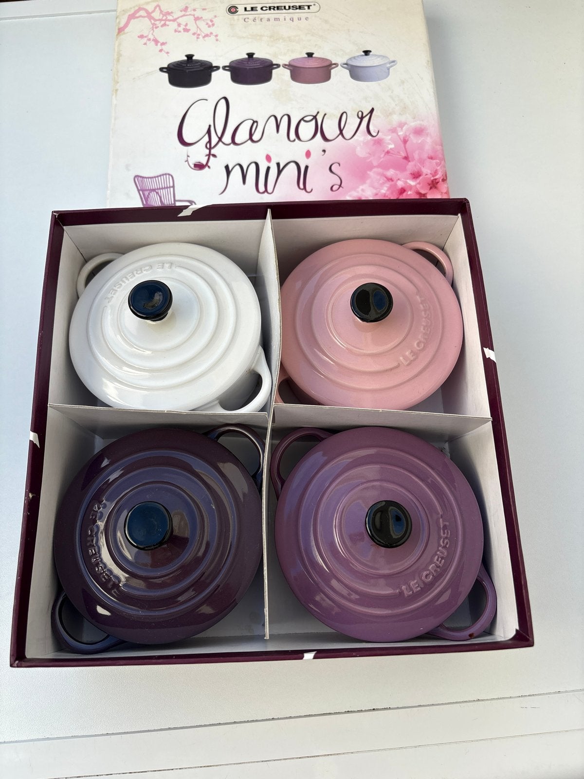 Le Creuset Glamour Mini Pannetjes - Zo goed als nieuw, Ophalen of Verzenden, Zo goed als nieuw, Steen/keramiek, Le Creuset