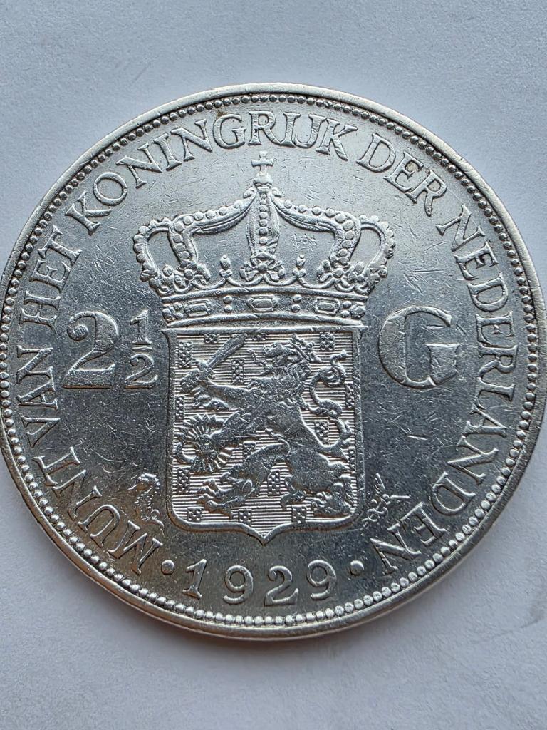 Rijksdaalder 1929 / 2.5 gulden 1929, Postzegels en Munten, Munten | Nederland, Zilver, Ophalen of Verzenden, Koningin Wilhelmina