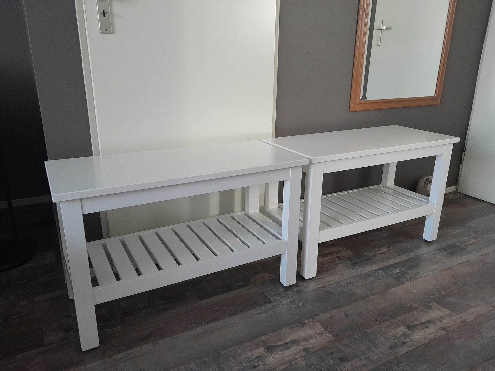 2x IKEA HEMNES bankje wit - Halbankje/Schoenenrek, Huis en Inrichting, Tafels | Sidetables, Ophalen, Gebruikt, 50 tot 100 cm, Hemnes