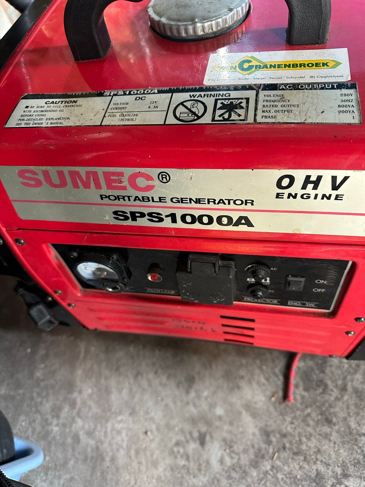 SUMEC SPS1000A Draagbare Benzine Generator, Ophalen, Gebruikt