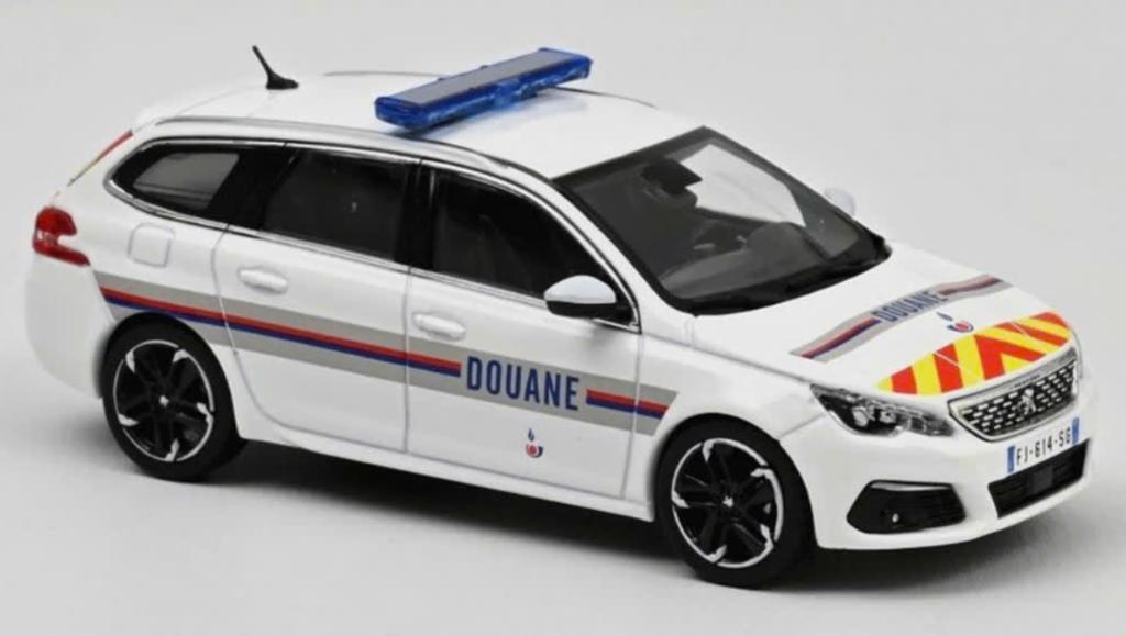 Peugeot 308 SW 2018 Douane gele strepen 1/43 NOREV 473942, Verzenden, Nieuw, Auto, Norev