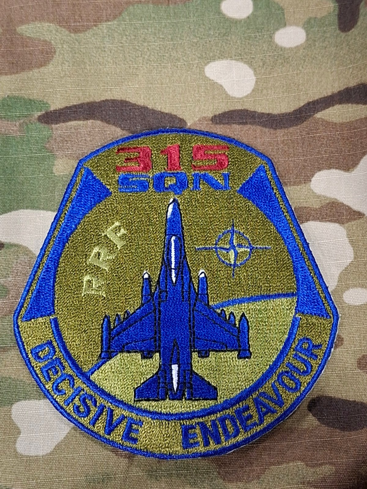 Patch RNLAF 315 Squadron RRF Decisive Endeavour, Ophalen of Verzenden, Luchtmacht, Nederland, Embleem of Badge