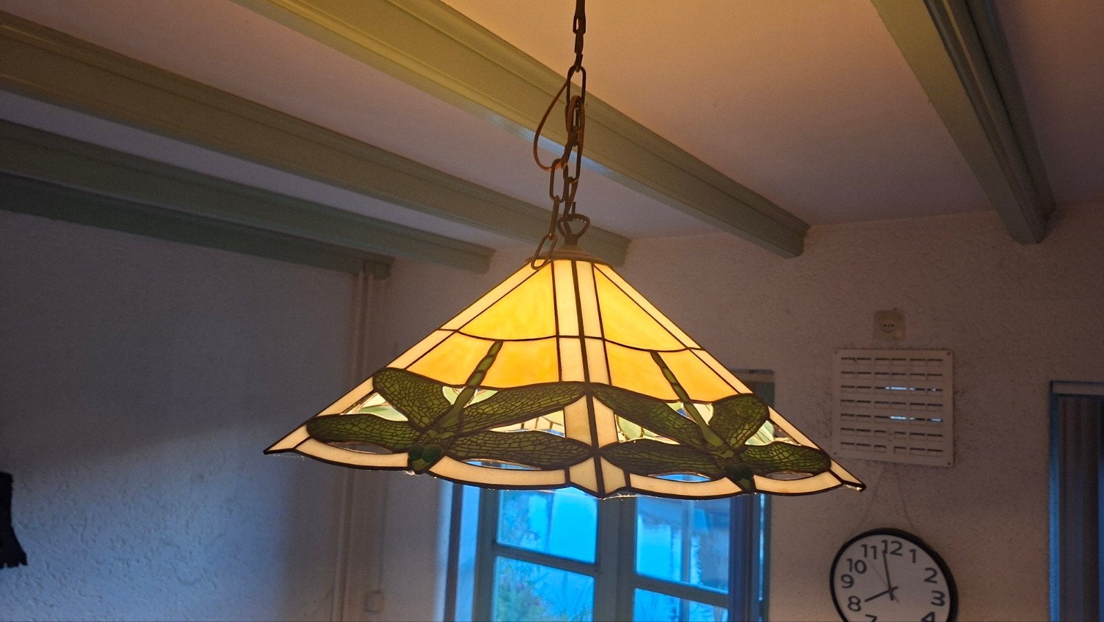 Tiffany Stijl Plafondlamp met Libellen planten motief, Ophalen