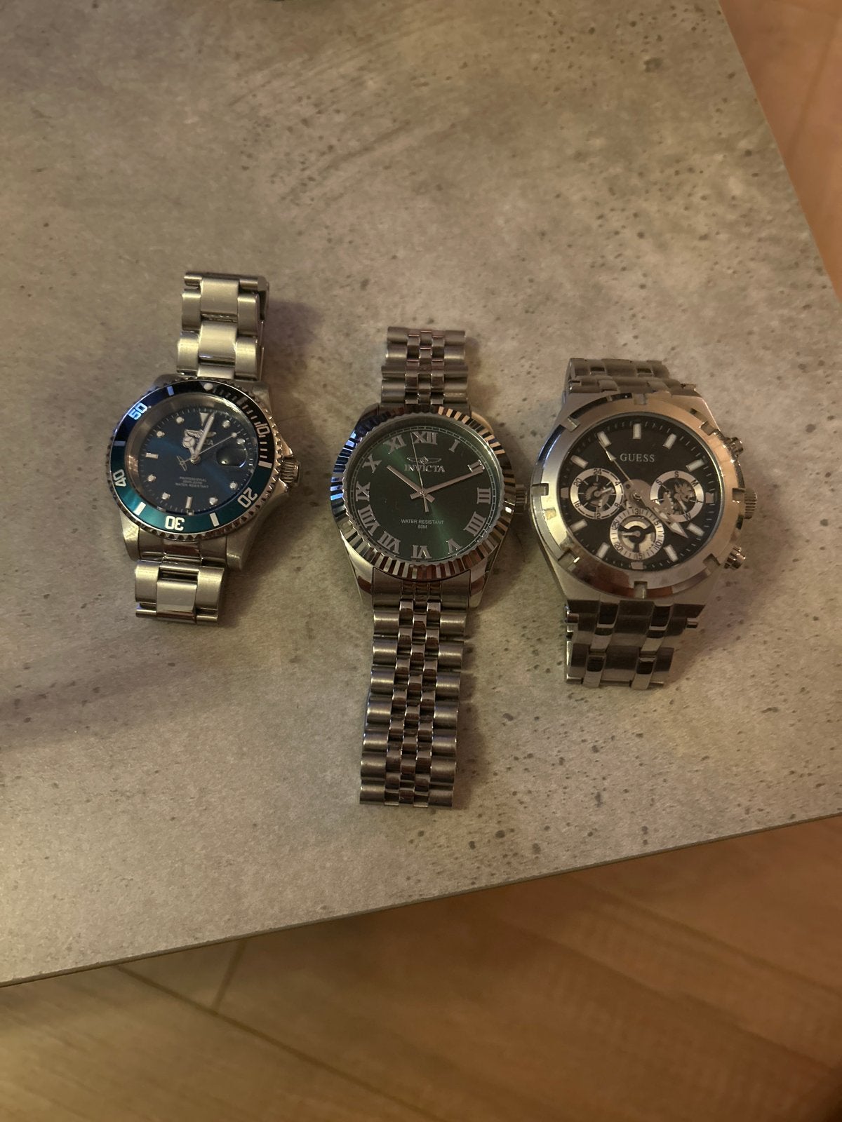 Invicta en Guess Horloges - Set van 3, Gebruikt, Staal, Polshorloge, Ophalen