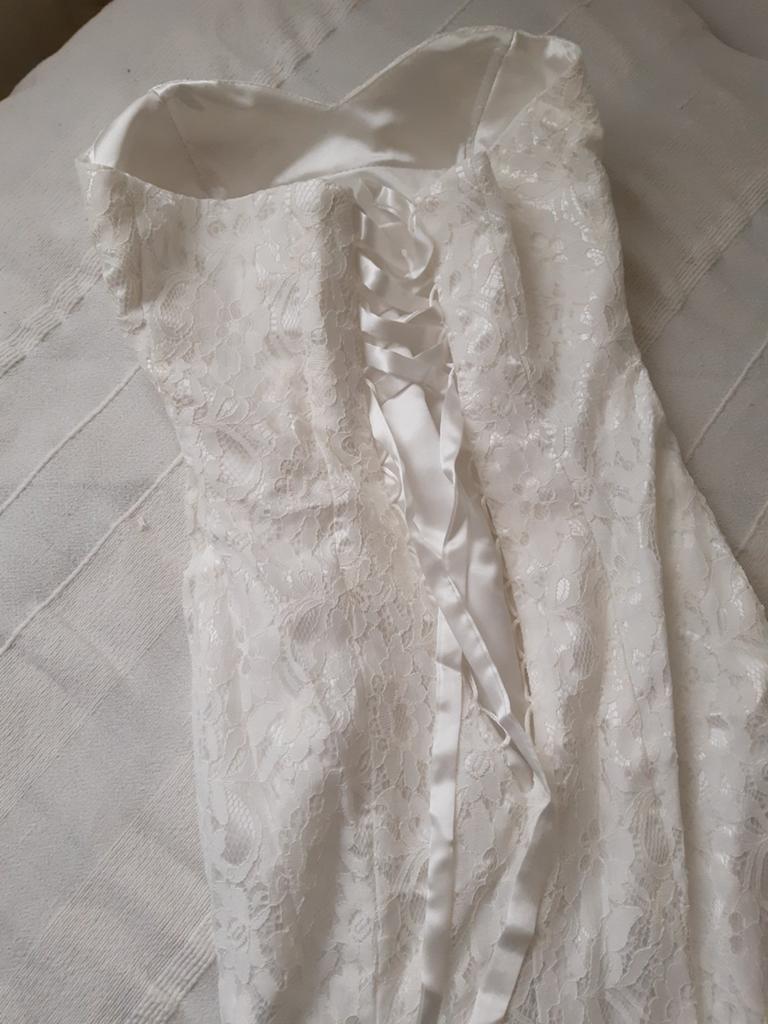 Nieuwe kanten strapless trouwjurk maat 36, Ophalen of Verzenden, Nieuw, Wit, Trouwjurk
