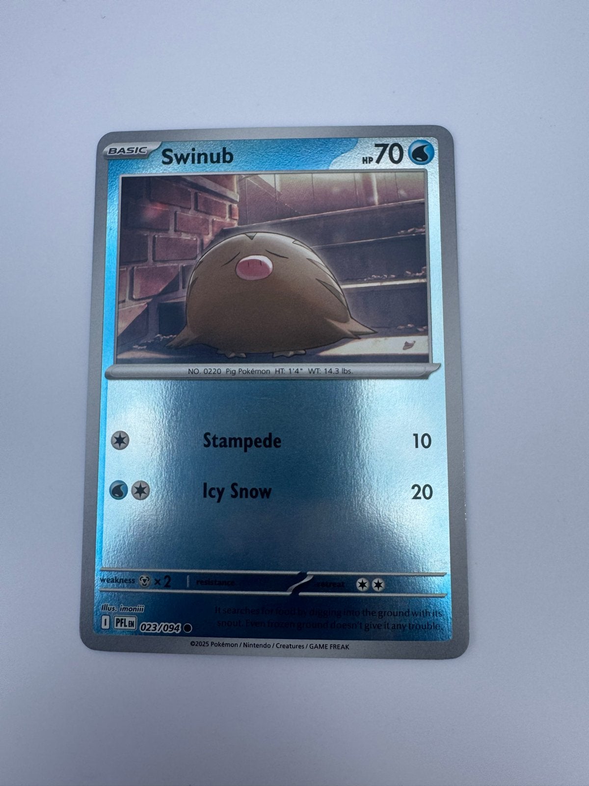 Pokémon Kaart Swinub 023/094 - Zeldzaam en Glanzend, Ophalen of Verzenden, Nieuw, Losse kaart, Foil