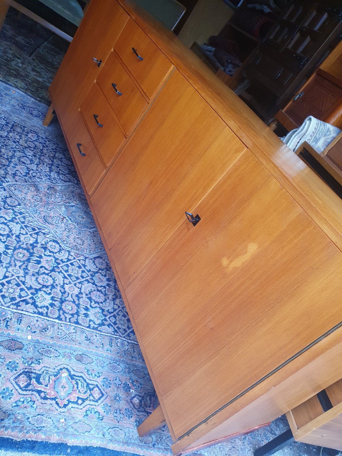 Vintage Side/Board, Ophalen, Gebruikt, Met deur(en), Teakhout