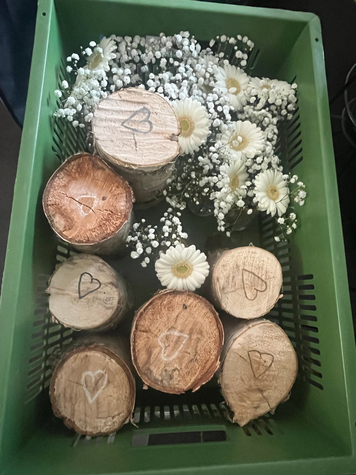 Decoratieve berkenhouten boomstammetjes met vaasje, Hout, Gebruikt, Ophalen of Verzenden, Landelijk