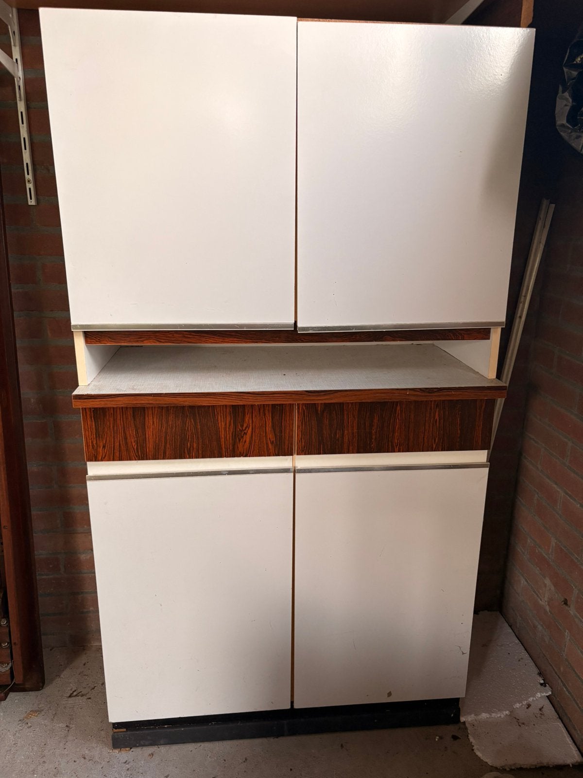 Vintage / retro buffetkast / keukenkast jaren 70 origineel, Ophalen, Gebruikt, 100 tot 150 cm, Met lade(s)