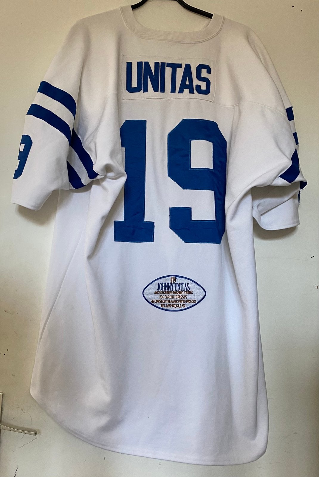 Vintage NFL foothball shirt jersey Johnny Unitas #19, Mitchell en Ness, USA, Wit, Overige maten