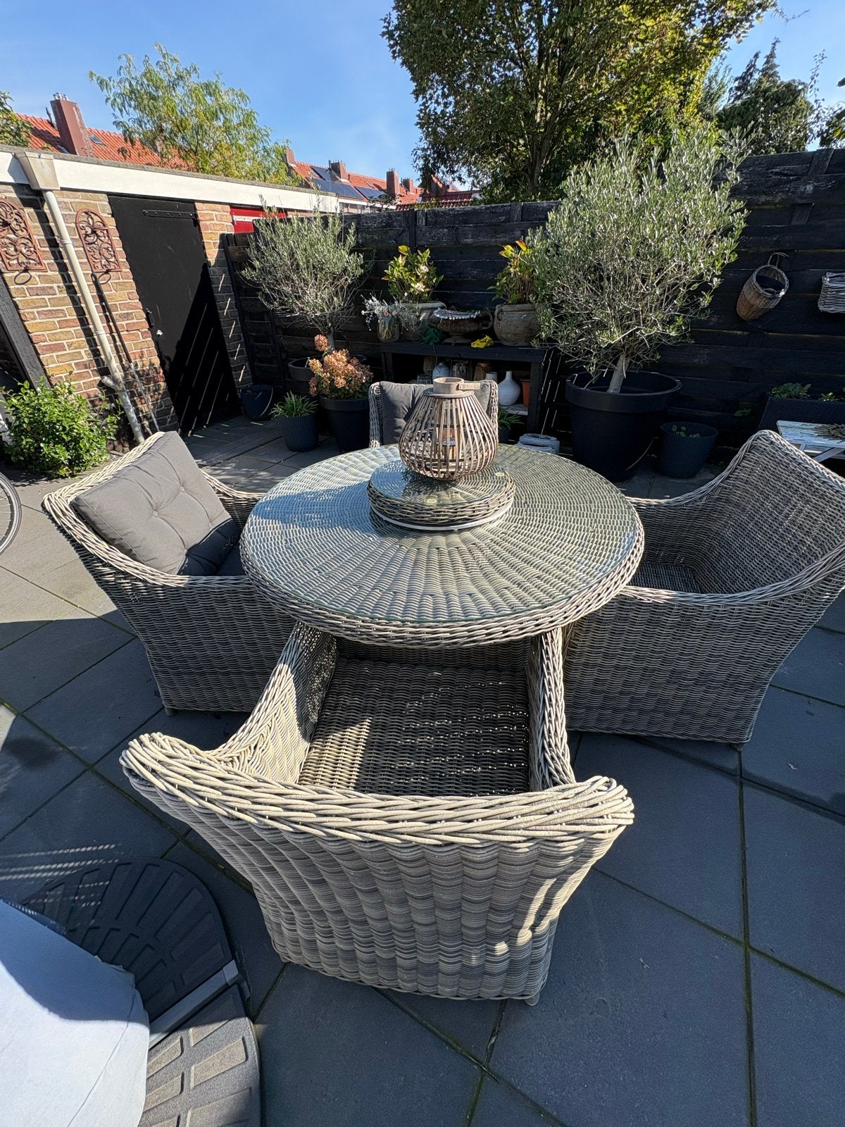 Prachtige tuinset met draaiplateau en 5 stoelen, Tuin en Terras, 5 zitplaatsen, Eettafel, Ophalen of Verzenden, Zo goed als nieuw