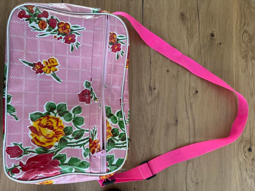 Fleurige roze tas met bloemenprint, Sieraden, Tassen en Uiterlijk, Gebruikt, Minder dan 30 cm, Ophalen of Verzenden, Roze