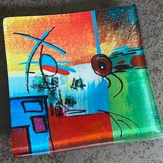 3 prachtige Sampaquita glazen schaaltjes (15 x 15 cm.)., Schaal, Vierkant, Ophalen of Verzenden, Glas