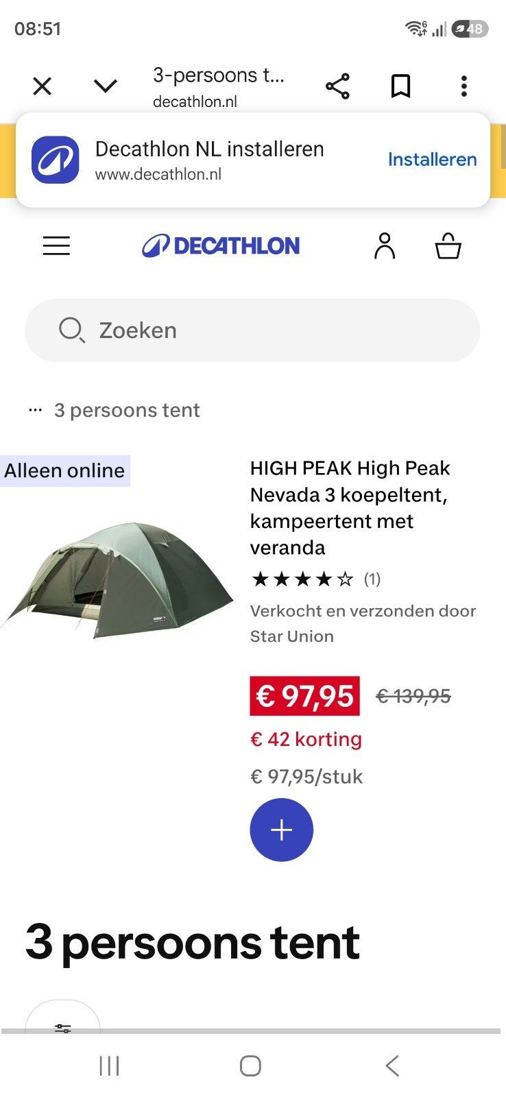 high peak tent 3 persoons nevada, Ophalen of Verzenden